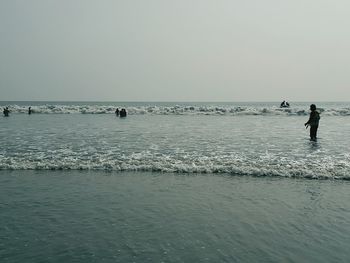 Scenic view of sea against clear sky