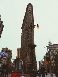 Low angle view of buildings against clear sky