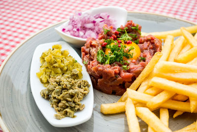 Close-up of food in plate on table