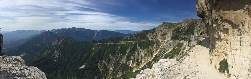 Panoramic view of rocky mountains against sky