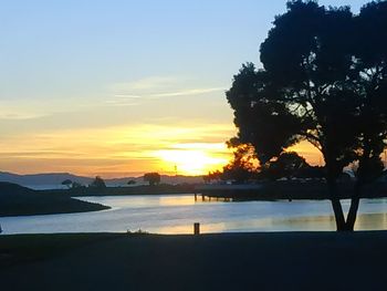 Scenic view of sea at sunset