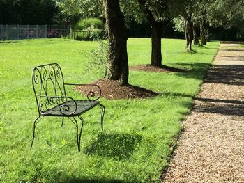 Empty bench in park