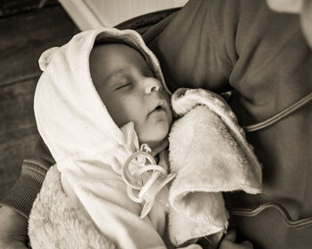 Portrait of cute baby girl with teddy bear