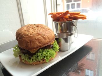 Close-up of food on table