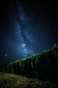 Scenic view of field against sky at night