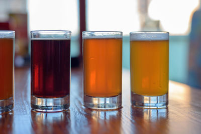 Close-up of beer on table