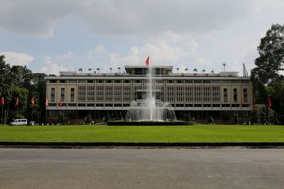 View of fountain in front of building