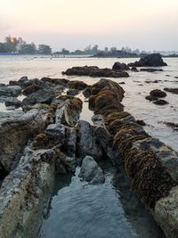 Scenic view of sea against sky during sunset