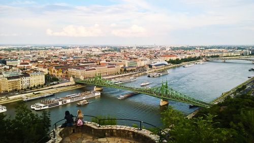 High angle view of bridge over river