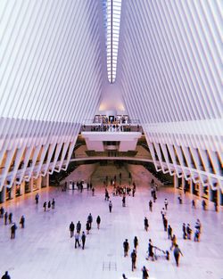 High angle view of people in modern building