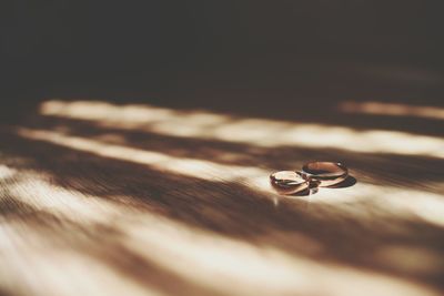 Close-up of ring on table