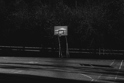 Basketball hoop at night