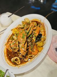 Close-up of food in plate on table