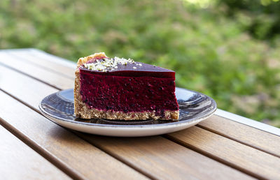 Close-up of dessert in plate on table