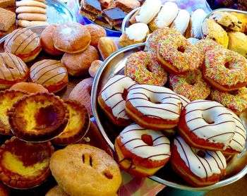 High angle view of sweet food at store for sale