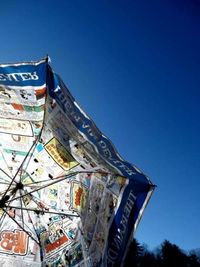 Low angle view of built structure against clear blue sky