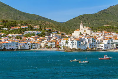 View of cadaques from sea, catalonia, spain