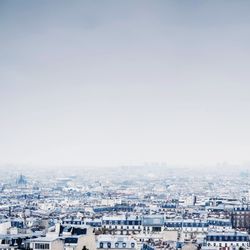 High angle view of cityscape against clear sky