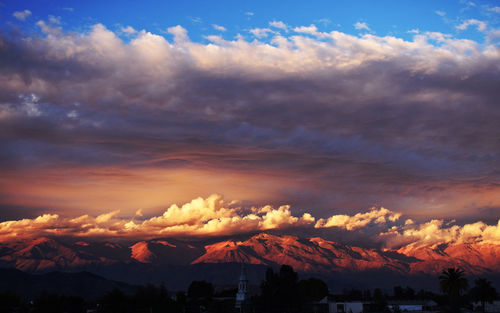 Scenic view of dramatic sky during sunset. san felipe, chile