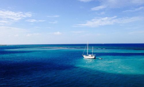 Boat sailing in sea