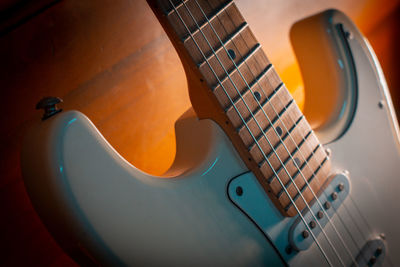 High angle view of guitar