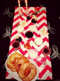 High angle view of cake on table