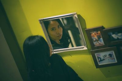 Close-up of woman taking selfie