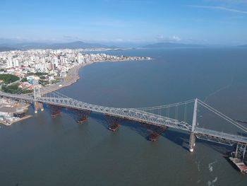 High angle view of suspension bridge