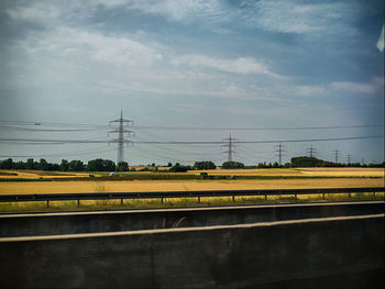 Power lines on landscape