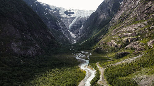 Drone shot glacier norway