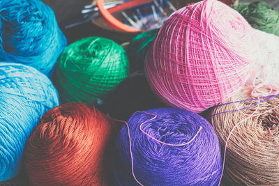 Close-up of multi colored string balls