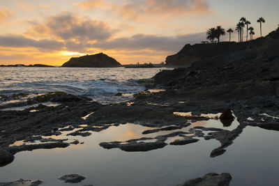 Scenic view of sea at sunset