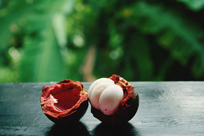 Close-up of strawberry on table