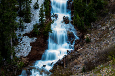 Long exposure of waterfall at forest