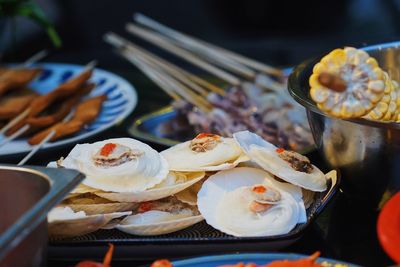 High angle view of food on table