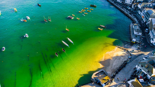 High angle view of people on beach