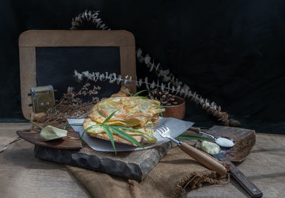 Close-up of food on table