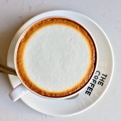 High angle view of coffee on table