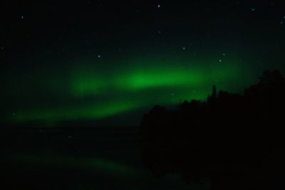 Silhouette trees against sky at night