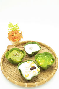 High angle view of fruits in basket