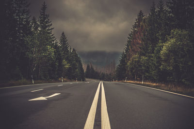 Road by trees against sky