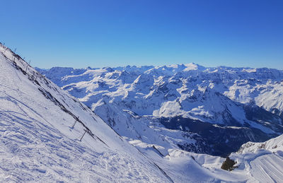 Snow-covered mountain landscape in the kaprun ski area austrian alps