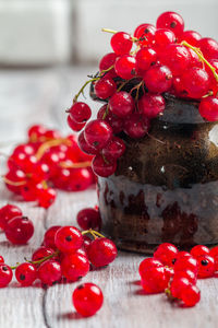 Close-up of red berries on table