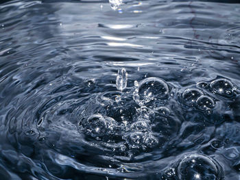 High angle view of bubbles in water