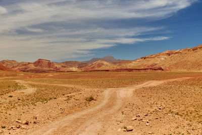 Scenic view of desert against sky atlas mountain morocco