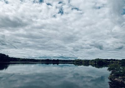 Scenic view of lake against sky