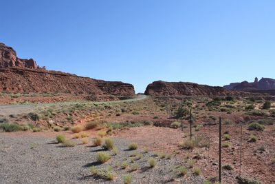 Scenic view of desert against clear sky