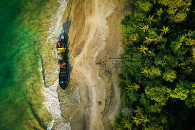 Aerial view of boat at beach