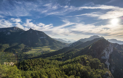 Scenic view of mountains against sky