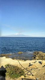 Scenic view of sea against clear sky